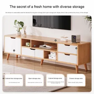 Modern Simple <strong>Tall</strong> <strong>TV</strong> <strong>Cabinet</strong> for Small Apartments Classic Wooden Panel Home <strong>TV</strong> Stand in Bedroom &amp; Living Room Made From Plywood - Product Image 2