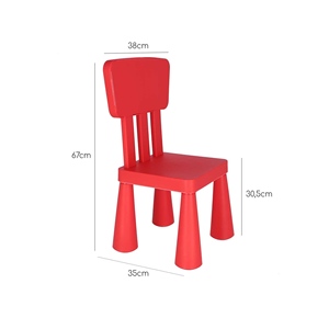 Juego de Muebles Infantiles de Plástico Rojo Resistente, Mesa Rectangular de 73x58x48cm y 2 Sillas de 38x35x67cm para Niños - Product Image 5