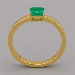 Bague élégante en or jaune 14 carats d'inspiration vintage avec émeraude et diamants en rhodium pour bijoux fins certifiés GIA pour cadeau pour femme - Product Image 2