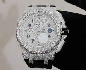 นาฬิกาข้อมือเพชรโมอิสเพชรแบบครึ่งน้ำแข็งสุดหรูนาฬิกาสายยางสีดำโครโนกราฟควอตซ์แนวธุรกิจแบบอนาล็อกวันที่กำหนดเองสำหรับผู้ชายและผู้หญิง - Product Image 1
