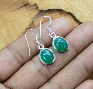 Joyería de piedras preciosas de ónix verde para mujer, pendientes de estilo bohemio de plata, joyería de plata de ley 925, pendientes hechos a mano de tendencia, Regalo para mamá - Product Image 5