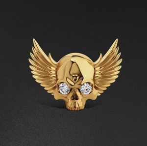 Pendentif tête de mort rond en moissanite avec finition plaquée or jaune 14 carats, style hip-hop - Product Image 1