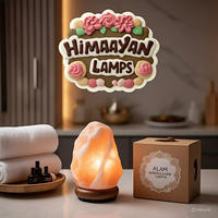 Lampe en sel de l'Himalaya naturel sculptée à la main, garantie HACCP, avec lettres religieuses, écologique, Feng Shui, croix et fleur, pour la maison