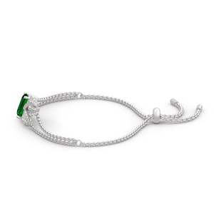 Bracelet en argent sterling fin avec chaîne et motif feuille de Jeulia, coupe émeraude - Product Image 2