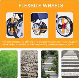 TH-PSP-193 Fournisseur de chariots de poussette pour animaux de compagnie Nouveau modèle de chariots pour animaux de compagnie de taille moyenne Poussette pour animaux de compagnie de style occidental Cadre robuste - Product Image 6