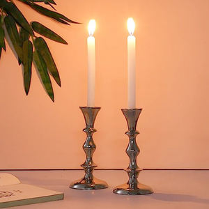 Modern Luxury Aluminum <b>Silver</b> Plated Handmade Candlestick Holder Customized Color Home Wedding Tabletop Decoration - Product Image 1