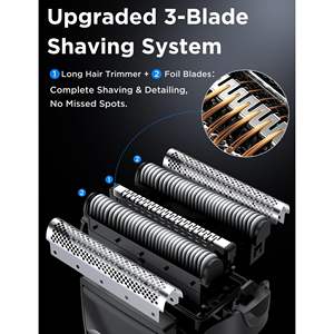 Rasoir électrique sans fil rechargeable pour homme, lame flottante, tondeuse à barbe de précision, écran LED (IPX7), rasoir rotatif pour le visage - Product Image 1