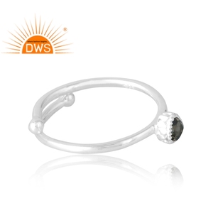 Meilleure bague ouvrable en argent sterling avec pierre précieuse naturelle fumée, design indien, fabricant de bijoux sur mesure - Product Image 4