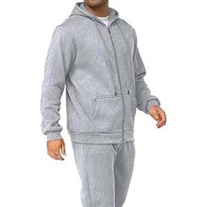 Survêtements unisexe gris en coton épais de qualité supérieure avec logo personnalisé Ensemble de jogging uni à capuche pour hommes Survêtements thermiques décontractés pour l'hiver - Product Image 3