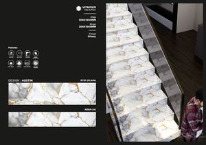 Màu trắng 1200x200 & 1200x300mm Kích thước phong cách Châu Âu cầu thang nội thất không trượt gạch bước vững chắc với vitrified gạch cầu thang - Product Image 5