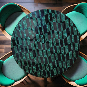 Table ronde géométrique en marbre noir et malachite, table basse artisanale, table centrale de luxe, décoration en pierres précieuses, meubles sur mesure - Product Image 3
