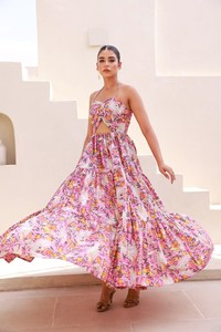 Traditional Women's Summer Floor-Length 100% Cotton V-Neck Long Sleeve A-Line Vintage Formal <b>Dress</b> - Product Image 2