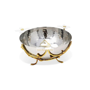 Bol de fruits et de noix moderne pour table trois en un avec motif de feuille de couleur or vaisselle de travail bol d'affichage de nourriture Fine Dine - Product Image 5