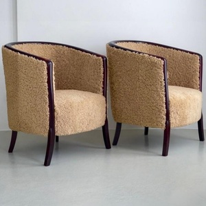 <span class=keywords><strong>Fauteuil</strong></span> lounge en peau de mouton artisanal, style danois du milieu du siècle, fauteuils art déco en peau de mouton et pieds en chêne - Product Image 6