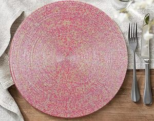 High Quality Handmade Glass <b>Beaded</b> Table <b>Placemat</b> Unique Shape Design Modern Style Wedding Birthday Embroidered Wholesale Price - Product Image 5