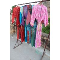 Robe de chambre en soie pour femmes, automne, été, printemps, respirante, séchage rapide, taille unique, longueur complète, imprimé, col en V, douce, vêtements de nuit, peignoir