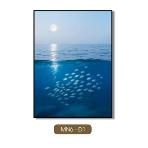 Tableau Mural Moderne Abstrait Scène Océanique Effet Miroir Luxe Brillant Affiche sur Toile Encadrée pour Décoration de Villa Modèle - Product Image 1