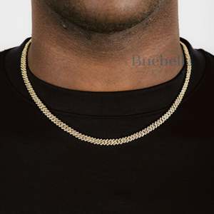 Gran oferta, cadena cubana de 5mm, probador de diamantes de moissanita de una fila, cadena de eslabones cubanos chapada en oro y plata 925, joyería fina - Product Image 1