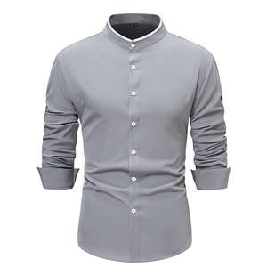 Chemise à manches longues en satin anti-rides pour homme, couleur unie, décontractée, grande taille, confortable, à porter au quotidien - Product Image 1