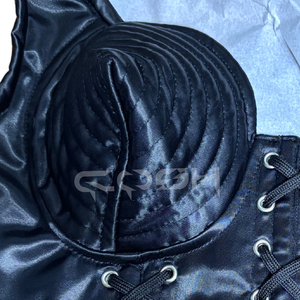 Custom Made <b>Black</b> Satin Bustier <b>Corset</b> With Front Lacing Design & Structured Cups | Wholesale Supplier - Product Image 4