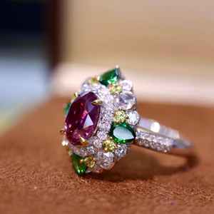 Bague de luxe en or massif 14K bague empilable en améthyste naturelle bague de mariage de mariée bijoux fins en or 14K - Product Image 6