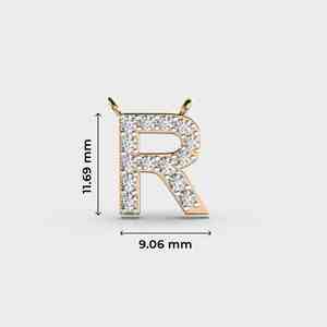 Colgantes de Joyería Fina con Letras Alfabéticas, Colgante de Moissanita R, Plata de Ley, Chapado en Oro de 18K, Estilo Clásico, Unisex - Product Image 2