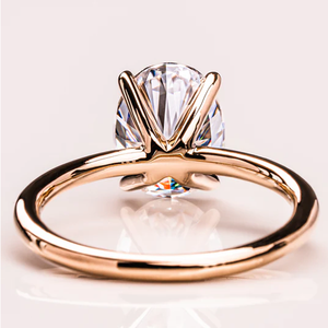 Anillo de compromiso y aniversario de estilo clásico de oro amarillo de 14 quilates 2.5CT Oval Lab Grown Diamond IGI Certified para boda - Product Image 6