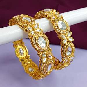 Chapado en oro fabricante indio joyería mayorista de alta calidad CZ Kundan diseño Floral pulsera brazalete indio para mujer - Product Image 2