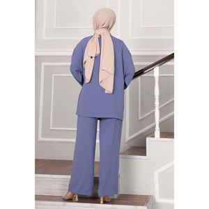 Conjunto de 2 Piezas de Hiyab Aerobin con Lazos Laterales, Azul Marino - Product Image 2