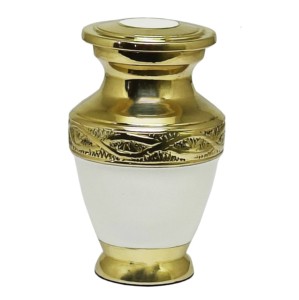 Urna de recuerdo de cremación de latón, urna de recuerdo de cremación funeraria de metal con acabado azul para cenizas humanas - Product Image 3