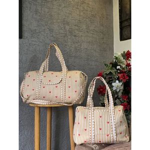 Bolsa de lona de algodón estampada hecha a mano, informal, para fin de semana, viaje, gimnasio, con cierre de cremallera, de lujo, para fitness, plegable, de malla, para exteriores - Product Image 1