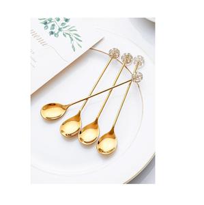 Cuillère à dessert en métal de luxe, petite tête, polissage miroir, mini cuillère à café en acier inoxydable argenté ou doré - Product Image 3