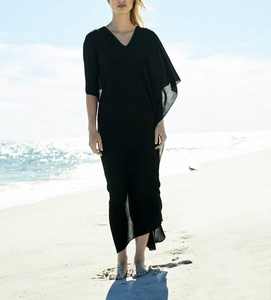 Holiday 100% Rayon Fabric V-Neck Summer Solid <b>Kaftan</b> <b>Long</b> Sleeves Comfortable Bohemian Spring Bohemian Black <b>Kaftan</b> - Product Image 5