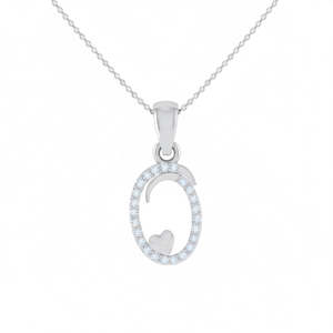 Colgante de Plata de Ley 925 con Sello BIS, Letra O, Circonita Cúbica, Chapado en Oro, Acabado en Oro Rosa y Rodio, Colgante Fino - Product Image 2
