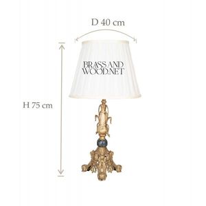 Antique brass table <b>lamp</b> with ornate decorative <b>base</b> dark accent sphere elegant fabric shade and timeless handcrafted classical - Product Image 4