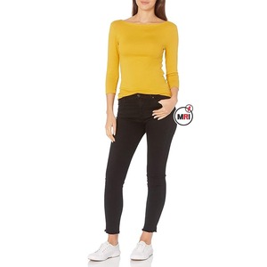 เสื้อยืดคอกลมแขนยาวเข้ารูปสำหรับผู้หญิงเสื้อยืดคอกลมป้องกันการเกิดรอยผิว - Product Image 4