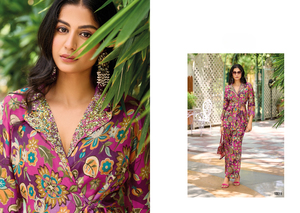 ชุดงานประสานผ้าไหมแท้มีสไตล์พิมพ์ลายดิจิทัลสไตล์พื้นเมืองพร้อมคางสำหรับงานปาร์ตี้และทุกโอกาส - Product Image 6