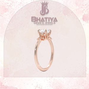 Anillo de hoja de diamante cultivado en laboratorio para mujer Diseño floral inspirado delicado Joyería delicada elegante con oro de 14K Certificado IGI - Product Image 4