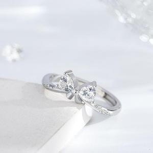 Jeulia Bowknot Two Stone Trillion Cut Rose Gold Plated Sterling <b>Silver</b> <b>Adjustable</b> Moissanite <b>Ring</b> - Product Image 2