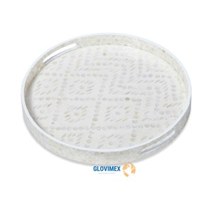 Haute bonne qualité nacre plateaux ensemble Table de service plateaux décoratifs maison durable tissé sûr cuisine plateau organisateur - Product Image 4