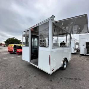 Remorque de camion-restaurant mobile en acier inoxydable blanc avec auvent et fenêtre de service vitrée pour la vente de snacks - Product Image 3