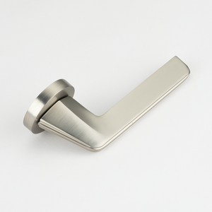 Serrure de poignée de porte à levier plat en aluminium avec <span class=keywords><strong>rosace</strong></span> ronde, serrure moderne en nickel brossé pour intérieur chambre salle de bain bureau maison - Product Image 2