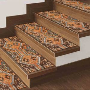 Tapis Orange Step, Tapis Marron, Tapis au design Kilim, Tapis à motifs géométriques, Tapis moderne, Gobelin - Product Image 2