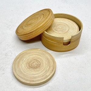 Drinkware accessories natural spun bamboo tea cup coaster with holder set best price coasters - Product Image 6