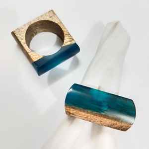 Anillos de Servilleta Cuadrados de Madera Estilo Nórdico Moderno con Raya Negra, Decoración de Mesa Minimalista para Cenas Elegantes en Hoteles, Restaurantes y Fiestas - Product Image 5