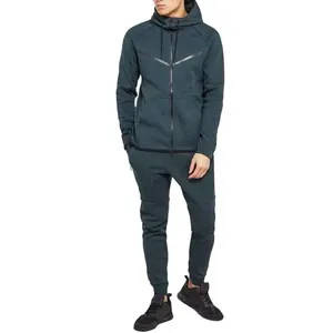 Custom 100% cotone Fleece Jogging Boys Track Sweat Suit maschile Jogger Sweatsuit tuta pantaloni della tuta con cappuccio Set con Logo per uomo