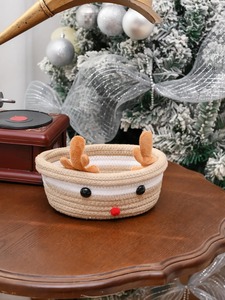 Panier en macramé fait main avec visage d'animal, solution de rangement amusante pour les jouets, décoration de chambre, crèche et cadeaux, vente en gros en provenance d'Inde - Product Image 5