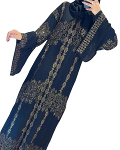 Belle Abaya noire de Dubaï pour les femmes vêtements traditionnels islamiques avec le travail à la main caftan accessoire traditionnel musulman - Product Image 1