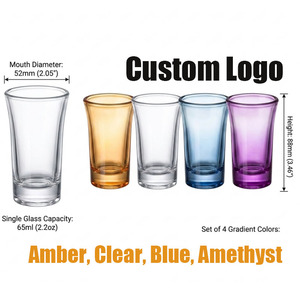 Vaso de chupito de vidrio transparente de alta calidad, hecho a mano, multicolor, sin plomo, base pesada y duradera, para fiestas de tequila y <span class=keywords><strong>vodka</strong></span>. - Product Image 5