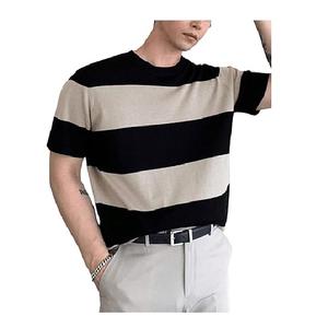 บริการ OEM เสื้อยืดคอกลมลายทางผู้ชาย ทรงปกติ คุณภาพสูง สไตล์ลำลอง ผ้าฝ้ายแท้ 100% - Product Image 1